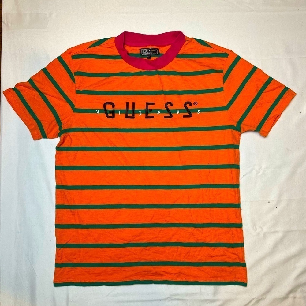 Guess Jeans x Balvin Vibras Collab Embroidered Striped T-Shirt Men's Size Small